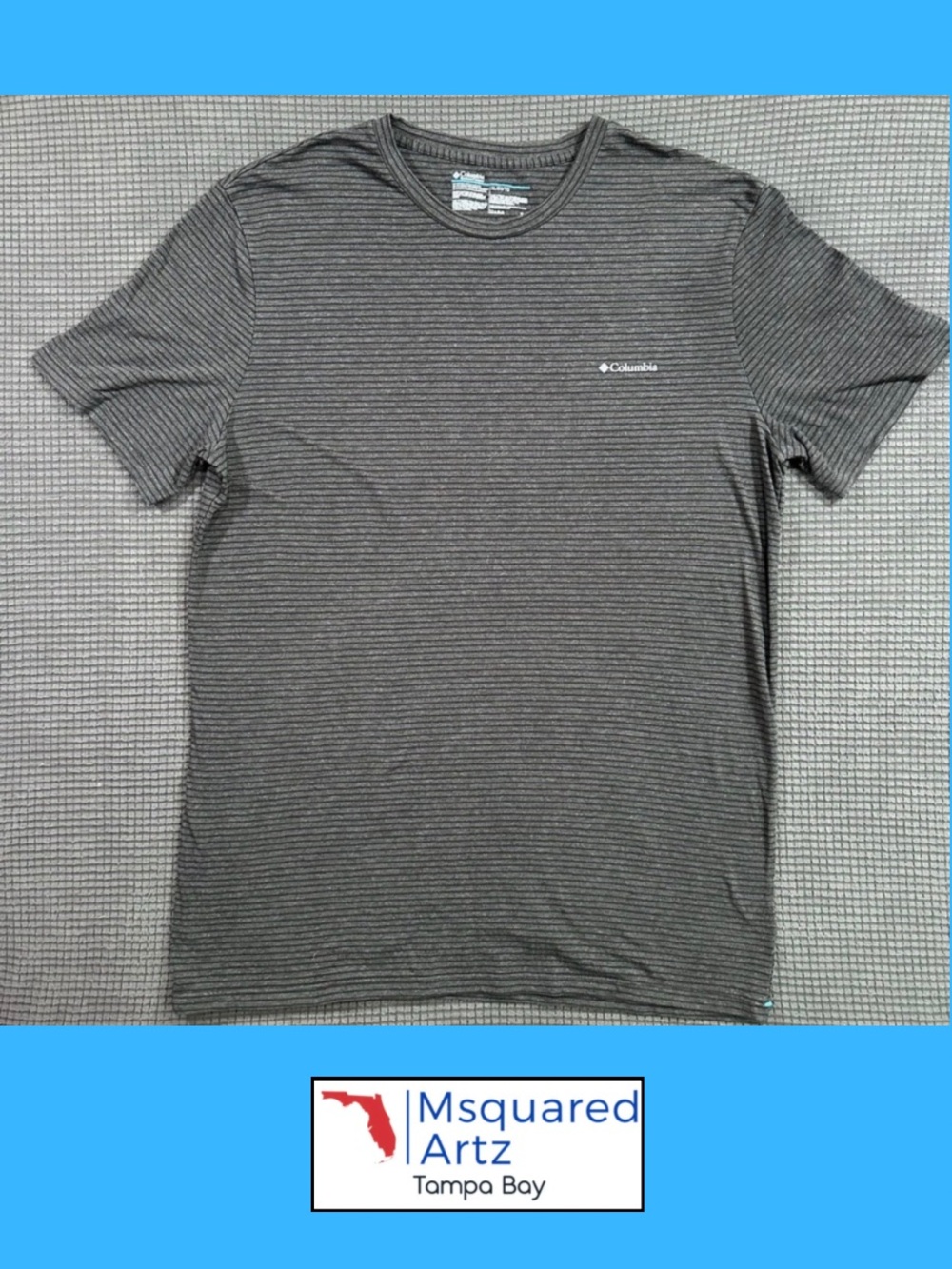 Columbia Sportswear Performance T-Shirt Men's XL Gray Striped Stretch Crew Neck